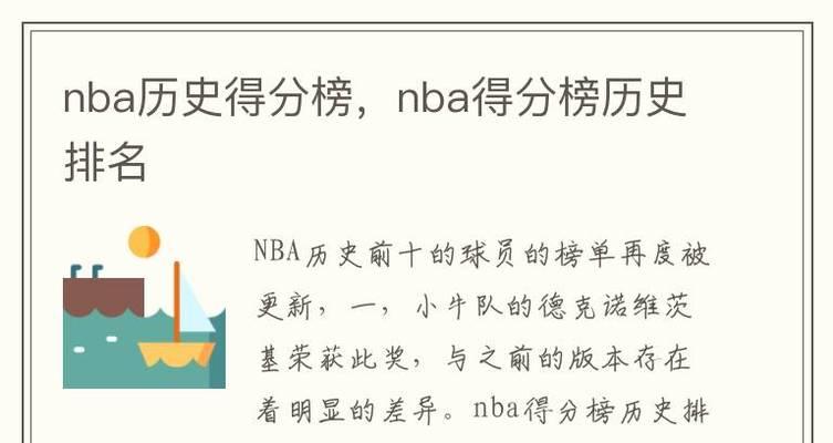 NBA个人单场得分历史排行榜（突破极限的篮球热血）